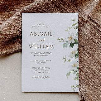 Botanische weiße Wildblumen-Hochzeit Einladung