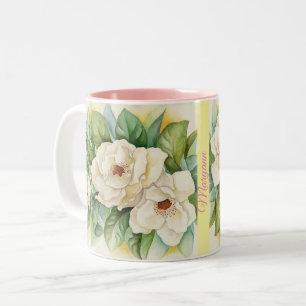 Botanische weiße zweifarbige tasse