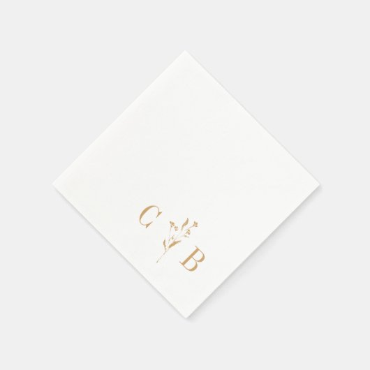 Botanische White-Monogram-Hochzeit Serviette (Ecke)