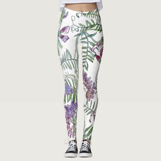 Botanische Wicke-Blumen ganz über Druck-Leggings Leggings (Vorderseite)