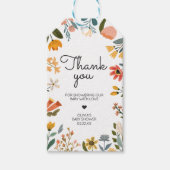 Botanische Wildblume Babydusche Begrüßungstags Geschenkanhänger (Vorderseite)