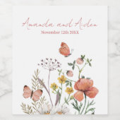 Botanische Wildblume Blume Boho Custom Wedding Weinetikett (Einzelnes Label)