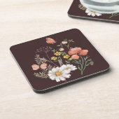 Botanische Wildblume Blume Boho Getränkeuntersetzer (Linke Seite)