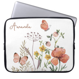 Botanische Wildblume Blume Boho Monogram Laptopschutzhülle