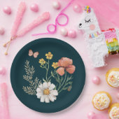 Botanische Wildblume Blume Boho Pappteller (Party)