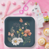 Botanische Wildblume Blume Boho Pappteller (Party)