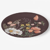 Botanische Wildblume Blume Boho Pappteller (Schrägansicht)