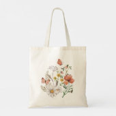 Botanische Wildblume Blume Boho Personalisiert Tragetasche (Rückseite)