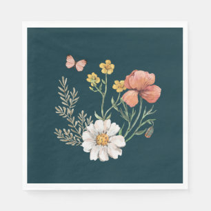 Botanische Wildblume Blume Boho Serviette