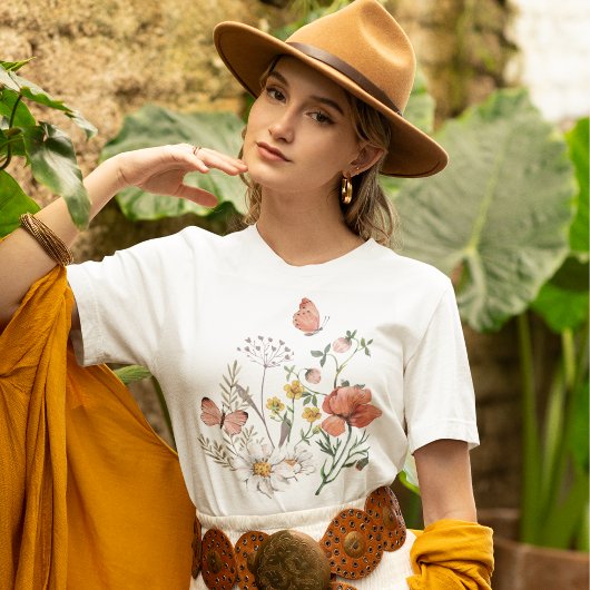 Botanische Wildblume Blume Boho T-Shirt