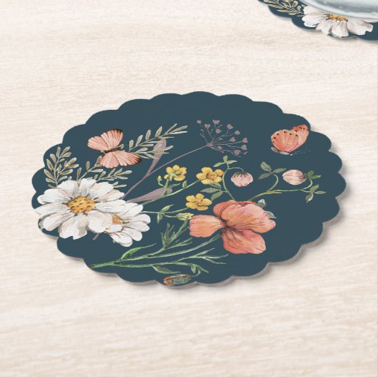 Botanische Wildblume Blume Boho Untersetzer (angewinkelt)