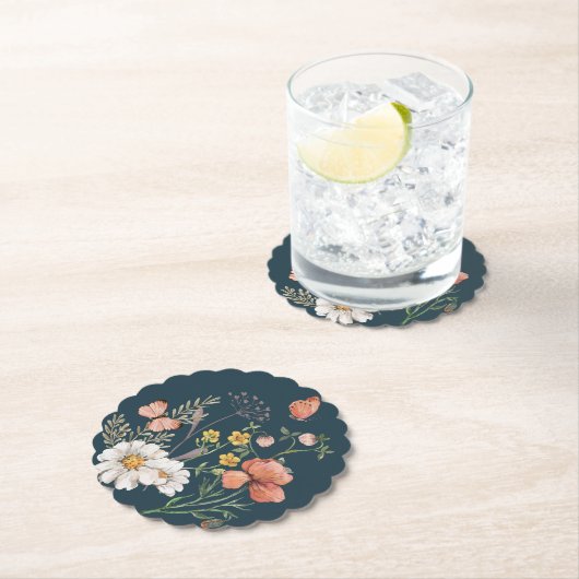 Botanische Wildblume Blume Boho Untersetzer (Vor Ort)