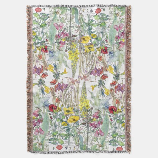 Botanische Wildblume-Blumenthrow-Decke Decke (Vorderseite Vertikal)