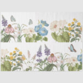 Botanische Wildblume Border w Butterfly Decoupage Seidenpapier (Vorderseite)