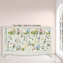 Botanische Wildblume Border w Butterfly Decoupage