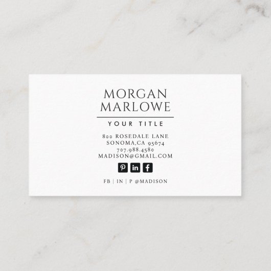 Botanische Wildblume Botanische Flora Visitenkarte (Rückseite)