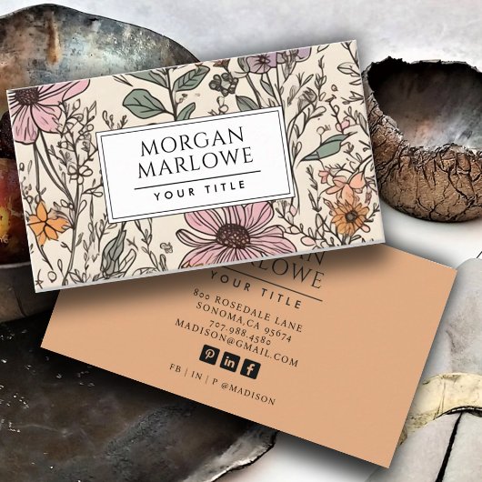 Botanische Wildblume Botanische Flora Visitenkarte