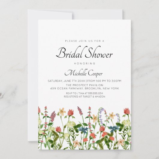 Botanische Wildblume Bridal Dusche Einladung (Vorderseite)