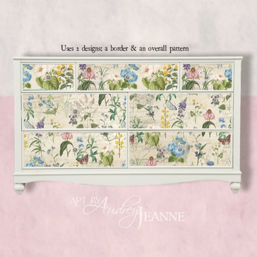 Botanische Wildblume Butterfly Ephemera Decoupage Seidenpapier