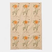 Botanische Wildblume California Poppy Orange Geschirrtuch (Vertikal)