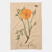 Botanische Wildblume California Poppy Orange Geschirrtuch (Vertikal)