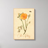 Botanische Wildblume California Poppy Orange Leinwanddruck (Vorderseite)