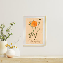 Botanische Wildblume California Poppy Orange Poster