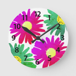 Botanische Wildblume Daisy Garden Runde Wanduhr