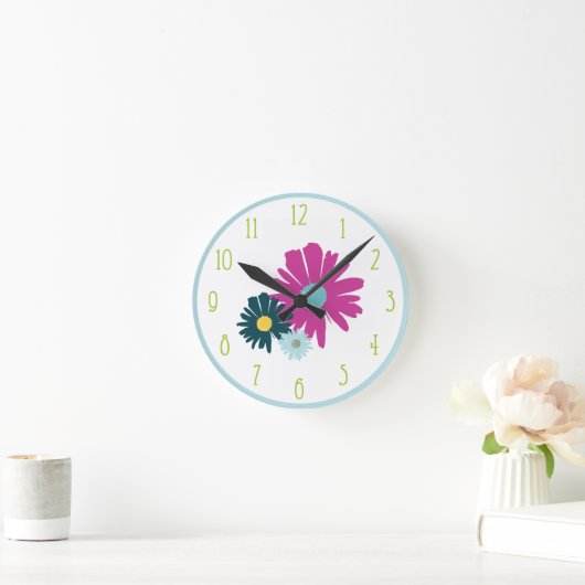 Botanische Wildblume Daisy Garden Runde Wanduhr (Zuhause)