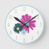 Botanische Wildblume Daisy Garden Runde Wanduhr (Vorderseite)