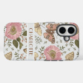 Botanische Wildblume Grau-Monogramm Case-Mate iPhone Hülle (Rückseite (Horizontal))