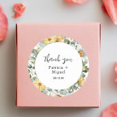 Botanische Wildblume Grüne Hochzeit Danke Runder Aufkleber