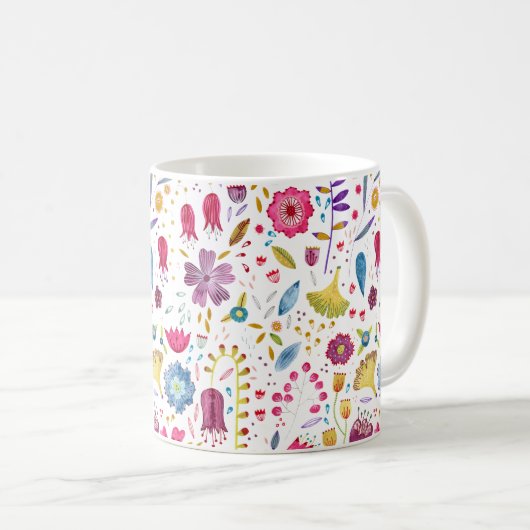 Botanische Wildblume Hedgerow-Malerei Kaffeetasse (VorderseiteRechts)