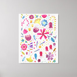 Botanische Wildblume Hedgerow-Malerei Leinwanddruck