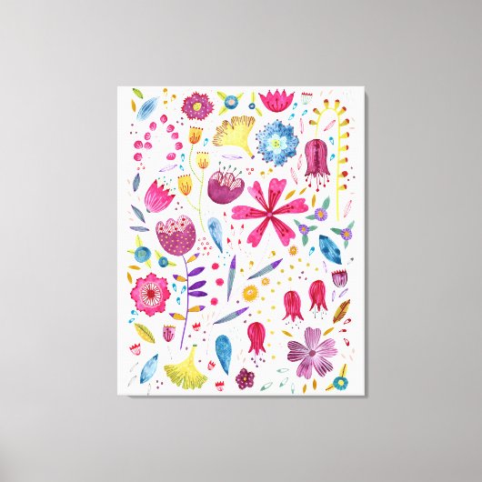 Botanische Wildblume Hedgerow-Malerei Leinwanddruck (Vorderseite)