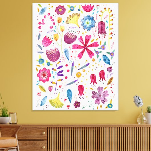 Botanische Wildblume Hedgerow-Malerei Leinwanddruck (Insitu (Wohnzimmer))