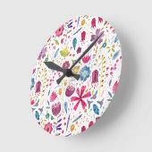 Botanische Wildblume Hedgerow-Malerei Runde Wanduhr (Winkel)