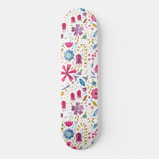 Botanische Wildblume Hedgerow-Malerei Skateboard (Vorderseite)