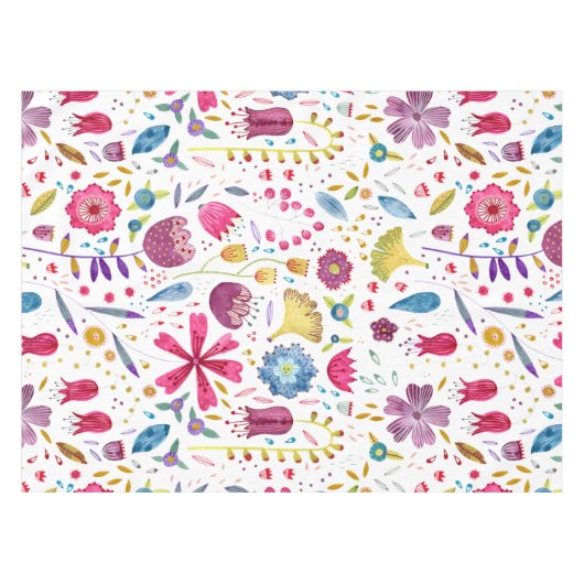 Botanische Wildblume Hedgerow-Malerei Tischdecke (Vorderseite (Horizontal))