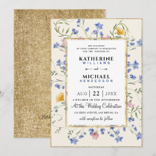 Botanische Wildblume Hochzeit im Wasserbereich Einladung
