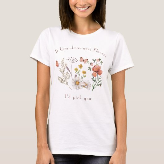 Botanische Wildblume Oma T-Shirt (Vorderseite)