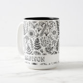 Botanische Wildblume Personalisierte Färbung der W Zweifarbige Tasse (Vorderseite Links)