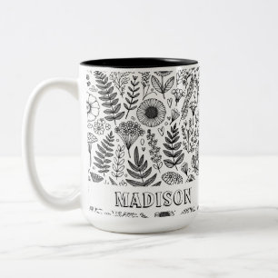 Botanische Wildblume Personalisierte Färbung der W Zweifarbige Tasse