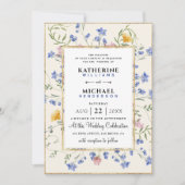 Botanische Wildblume und QR Code Hochzeit Einladung (Vorderseite)