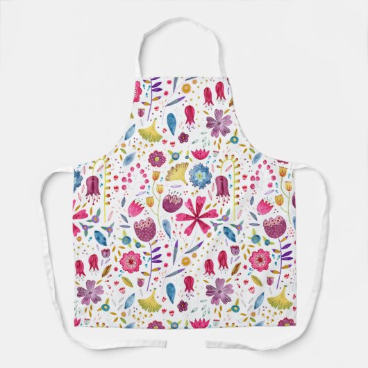 Botanische Wildblume Wasserfarbe Schürze (Vorderseite)