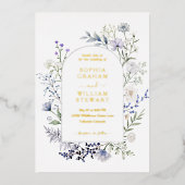 Botanische Wildblume Wasserfarben Folieneinladung (Vorderseite)