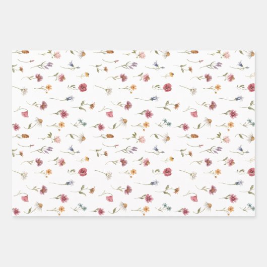 Botanische Wildblume Wasserfarbener Frühling Geschenkpapier Set (Vorderseite 3)