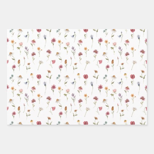 Botanische Wildblume Wasserfarbener Frühling Geschenkpapier Set (Vorderseite 2)