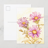 Botanische Wildblumen-Aquarell-Aster Postkarte (Vorne/Hinten)