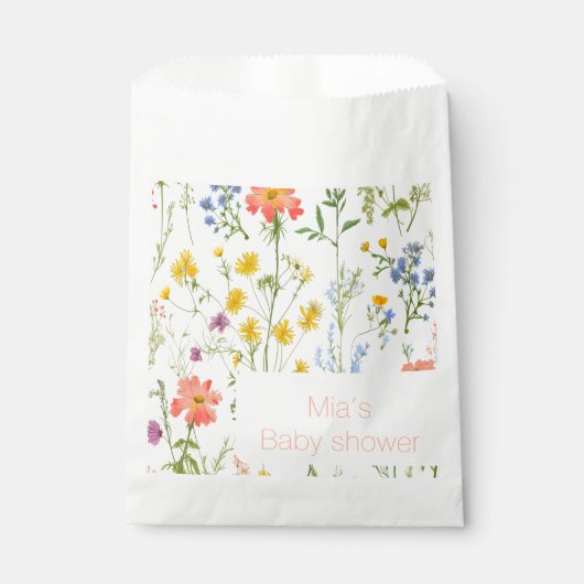 Botanische Wildblumen Babydusche Geschenktütchen (Vorderseite)